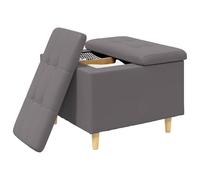 vidaXL Otomano de Almacenamiento Gris 60 x 60 x 45 cm Cuero sintético, Otómano Moderno y Elegante, Asiento Acolchado, Acento Funcional para Sala, Mueble de Entrada, decoración Minimalista