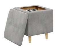 vidaXL Otomano de Almacenamiento Gris Claro 40 x 40 x 45 cm Terciopelo, Otómano Moderno y Elegante, Asiento Acolchado, Acento Funcional para Sala, Mueble de Entrada, decoración Minimalista