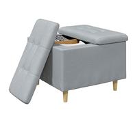 vidaXL Otomano de Almacenamiento Gris Claro 60 x 60 x 45 cm Tela, Otómano Moderno y Elegante, Asiento Acolchado, Acento Funcional para Sala, Mueble de Entrada, decoración Minimalista