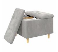 vidaXL Taburete con cojín Gris Claro 60 x 60 x 45 cm Terciopelo, Otoman Moderno, Duradero, Asiento Funcional, Mueble multipropósito, decoración Minimalista, Acento en Sala o Dormitorio