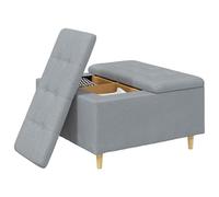 vidaXL Otomano de Almacenamiento Gris Claro 80 x 80 x 45 cm Tela, Otómano Moderno y Elegante, Asiento Acolchado, Acento Funcional para Sala, Mueble de Entrada, decoración Minimalista