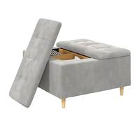 vidaXL Taburete con cojín Gris Claro 80 x 80 x 45 cm Terciopelo, Otoman Moderno, Duradero, Asiento Funcional, Mueble multipropósito, decoración Minimalista, Acento en Sala o Dormitorio