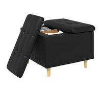 vidaXL Otomano de Almacenamiento Negro 60 x 60 x 45 cm Cuero sintético, Otómano Moderno y Elegante, Asiento Acolchado, Acento Funcional para Sala, Mueble de Entrada, decoración Minimalista