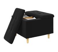 vidaXL Otomano de Almacenamiento Negro 60 x 60 x 45 cm Terciopelo, Otómano Moderno y Elegante, Asiento Acolchado, Acento Funcional para Sala, Mueble de Entrada, decoración Minimalista