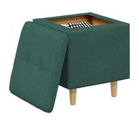 vidaXL Otomano de Almacenamiento Verde Oscuro 40 x 40 x 45 cm Tela, Otómano Moderno y Elegante, Asiento Acolchado, Acento Funcional para Sala, Mueble de Entrada, decoración Minimalista