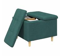 vidaXL Otomano de Almacenamiento Verde Oscuro 60 x 60 x 45 cm Tela, Otómano Moderno y Elegante, Asiento Acolchado, Acento Funcional para Sala, Mueble de Entrada, decoración Minimalista