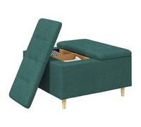 vidaXL Otomano de Almacenamiento Verde Oscuro 80 x 80 x 45 cm Tela, Otómano Moderno y Elegante, Asiento Acolchado, Acento Funcional para Sala, Mueble de Entrada, decoración Minimalista