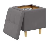 vidaXL Otomano de almacenamiento 40 x 40 x 45 cm Gris – Cuero sintético, asiento acolchado