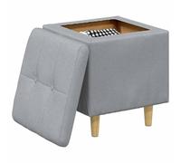 vidaXL Ottoman con Almacenamiento Gris Claro 40 x 40 x 45 cm Tela, Otómano Moderno y Elegante, Asiento Acolchado, Acento Funcional para Sala, Mueble de Entrada, decoración Minimalista