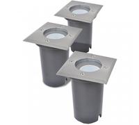 VidaXL Pack 3 Focos LED Empotrables para Jardín GU10 Gris