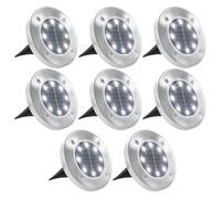 VidaXL Pack 8 Focos Solares LED de Suelo Acero Inoxidable