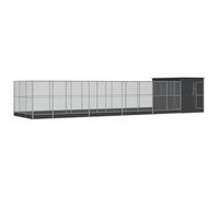 vidaXL Pajarera con extensión Acero Plateado 1118x303x216 cm, Jaula para pájaros, Jaula para periquitos, Jaula Grande para pájaros, casa para pájaros