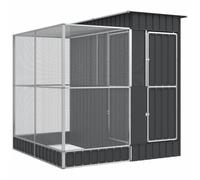 vidaXL Pajarera con extensión Acero Plateado 209x203x216 cm