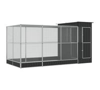 vidaXL Pajarera con extensión Acero Plateado 416x203x216 cm, Jaula para pájaros, Jaula para periquitos, Jaula Grande para pájaros, casa para pájaros