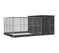 vidaXL Pajarera con extensión Acero Plateado 497x303x216 cm, Jaula para pájaros, Jaula para periquitos, Jaula Grande para pájaros, casa para pájaros