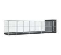 vidaXL Pajarera con extensión Acero Plateado 830x203x216 cm, Jaula para pájaros, Jaula para periquitos, Jaula Grande para pájaros, casa para pájaros