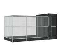 vidaXL Pajarera con extensión Acero Plateado 416x203x216 cm, Jaula para pájaros, Jaula para periquitos, Jaula Grande para pájaros, casa para pájaros