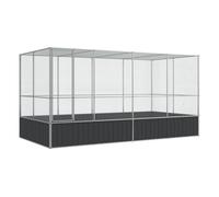 vidaXL Pajarera con extensión de acero color plateado 418x207x212 cm