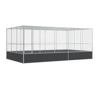 vidaXL Pajarera grande con extensión de acero plateada 518x307x212 cm, jaula para pájaros