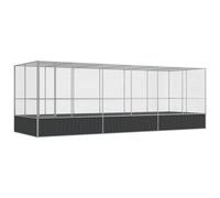 vidaXL Pajarera con extensión de Acero Color Plateado 625x207x212 cm, Jaula para pájaros, Jaula para periquitos, Jaula Grande para pájaros