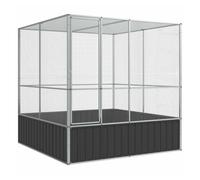 vidaXL Pajarera de Acero Color Plateado 211x207x212 cm, Jaula para pájaros, Jaula para periquitos, Jaula Grande para pájaros, casa para pájaros