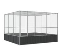 vidaXL Pajarera de Acero Color Plateado 311x307x212 cm, Jaula para pájaros, Jaula para periquitos, Jaula Grande para pájaros, casa para pájaros