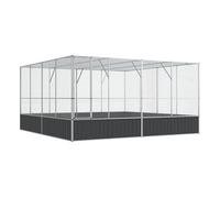 vidaXL Pajarera de Acero Color Plateado 418x414x212 cm, Jaula para pájaros, Jaula para periquitos, Jaula Grande para pájaros, casa para pájaros