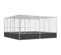 vidaXL Pajarera de Acero Color Plateado 418x414x212 cm, Jaula para pájaros, Jaula para periquitos, Jaula Grande para pájaros, casa para pájaros