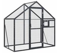 vidaXL Pajarera de Aluminio Gris Antracita 179x100x185 m, Jaula para pájaros, Jaula para periquitos, Jaula Grande para pájaros, casa para pájaros