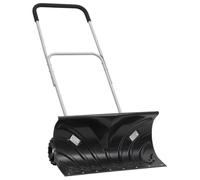 vidaXL Pala de Nieve, Quitanieves con Mango Extensible Lámina Ruedas, Herramienta de Limpieza para Pala, Empujador de Nieve, Acero Negro