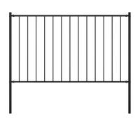 vidaXL Panel de Valla con Postes Cerca Cercado con Palos Vallado Pario Exterior Acero con Recubrimiento en Polvo Negro 1,7x1m