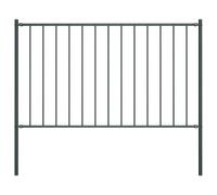 vidaXL Panel de Valla con Postes Cerca Cercado con Palos Vallado Pario Exterior Acero con Recubrimiento en Polvo Gris 1,7x1,25 m