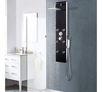 vidaXL Panel Ducha Acero Inoxidable y Cristal 25x44,6x130 cm Negro Baño Aseo