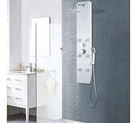vidaXL Panel Ducha Acero Inoxidable y Cristal Blanco 25x44,6x130 cm Baño Aseo