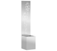 vidaXL Pantalla de Privacidad para Jardín Floral Plateado 32 x 140 cm, Divisor Moderno para Jardín y Terraza, Pantalla de Privacidad Estilizada, Incrustaciones Decorativas, Enclosure Contemporáneo