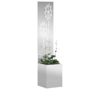 vidaXL Pantalla de Privacidad para Jardín Floral Plateado 32 x 140 cm, Divisor Moderno para Jardín y Terraza, Pantalla de Privacidad Estilizada, Incrustaciones Decorativas, Enclosure Contemporáneo