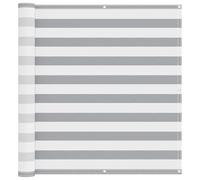 vidaXL Pantalla para balcón, color gris claro y blanco, 120 x 400 cm, solución de sombra para balcón, moderna sombrilla a rayas, resistente a los rayos UV, resistente al agua, cubierta duradera para