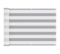 vidaXL Pantalla para balcón, color gris claro y blanco, 75 x 200 cm, solución de sombra para balcón, moderna a rayas, resistente a los rayos UV, resistente al agua, cubierta solar duradera para