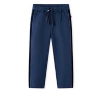 vidaXL Pantalones Infantiles con Ribetes Negros Ropa de Niños Chándal Azul Marino 128