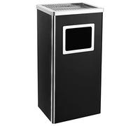 vidaXL Papelera con Cenicero Acero Cubo Basura Contenedor Útil Diseño Elegante Funcional Sofisticado Insertos Extraíbles Robusto Negro Capacidad 45L