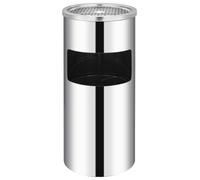vidaXL Papelera con Cenicero Acero Inoxidable Basura Contenedor Cubo Diseño Elegante Funcional Sofisticado Insertos Extraíbles Robusto Capacidad 26L