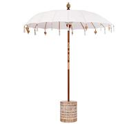 vidaXL Paraguas balinés con base 250 Crema y Blanco 190 x 190 x 250 cm
