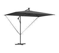 vidaXL Paraguas Banano Suspenso Antracita de Acero Revestido en Polvo 294 x 200 x 254 cm Resistente al Viento con LED Ajustable de Manivela Sombra Exterior UV Toldo de Patio.