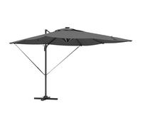 vidaXL Paraguas Cantilever Antracita de Aluminio 286 x 285 x 270 cm con Luces LED Solares, Rotación 360° e Inclinación, Base de Cruce con String Antiviento Incluida, Sombra Verano en