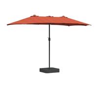 vidaXL Paraguas de Jardín en Terracota 385 x 209 x 244 cm, Tela de Poliéster Ajustable, Plegable con Manivela, Doble Cabeza, Luces LED, Estructura de Acero, Sombra para Patio, Terraza, Balcón, Materi