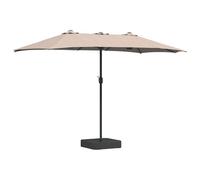 vidaXL Paraguas de Jardín Taupe Grande para Exteriores, Doble Cabeza 385 x 209 x 244 cm, Resistente al Agua, Tela de Poliéster, Luces LED, Estructura de Acero con Recubrimiento en Polvo, Plegable, co