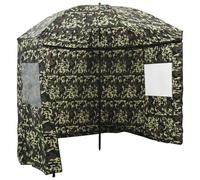 vidaXL Paraguas de pesca con pared lateral, color verde, camuflaje, 220 x 193 cm