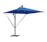vidaXL Paraguas de plátano cantilever Azul Cielo, Acabado en Polvo de Acero, 249 x 250 cm, con LED, Resistente al Viento, Toldos Inclinables para Exteriores, Textura Suave, Diseño Moderno y Protecció