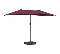 vidaXL Paraguas Doble Cabeza para Exterior Rojo Burdeos 385 x 209 x 244 cm con Luces LED, Manivela, Marco de Acero Recubierto de Polvo, Resistente al Agua, Plegable. ¡La sombrilla perfecta para tu ja