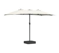 vidaXL Paraguas Doble Cabeza para Patio de Poliéster 385 x 209 x 244 cm con Iluminación LED, Plegable, con Manivela, Acero Recubierto de Polvo, Resistente al Agua, Diseño Contemporáneo, Sombra para J
